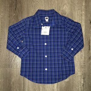 Janie and Jack Royal Blue Plaid Poplin Shirt